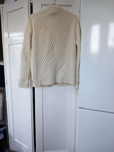 Carraigdonn Cream Aran Cardigan Cotton Lined 16 New.