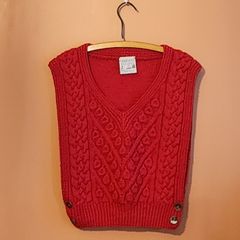 Vintage Coolleen Pure Wool Aran Knit Vest Handknitted Irish Heritage | Size 1
