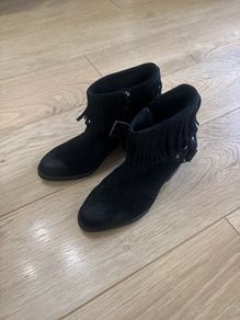 Black Fringe Ankle Boots