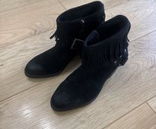 Black Fringe Ankle Boots