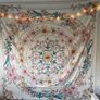 Sketched Floral Medallion Tapestry, White Bohemian Mandala Wall Hanging Tapestries (MULTIPLE SIZES) Image 4