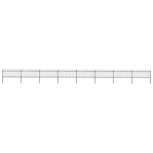 Garden Fence with Hoop Top Steel 13.6x0.8 m Black
