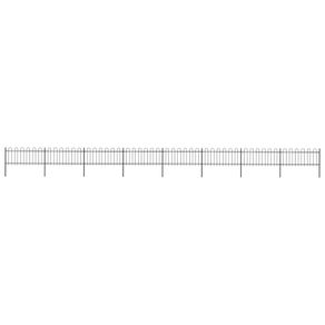 Garden Fence with Hoop Top Steel 13.6x0.8 m Black