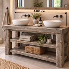 Handmade Aged Driftwood Style Bathroom Vanity Unit