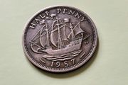 1957 Elizabeth II UK Half Penny
