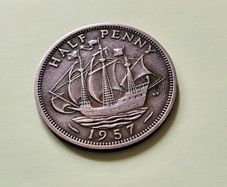 1957 Elizabeth II UK Half Penny