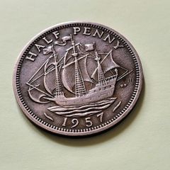 1957 Elizabeth II UK Half Penny