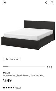 Ikea Malm double bed with under bed storage and matress