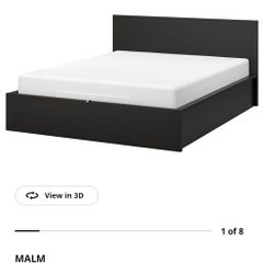 Ikea Malm double bed with under bed storage and matress