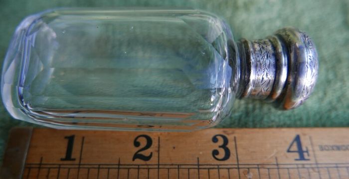 Antique Edwardian 1800s Set 5 Sterling Silver Cut Glass Vanity Pin Bottles Jars