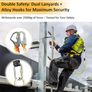 Fall Protection Safety Harness with Dual Lanyard and Double Hooks, Adjustable Full Body Harness for Men, Construction, Climbing, Roofing, Exterior Work, Max Load 100kg, EN 361/354/355 Certified Image 6