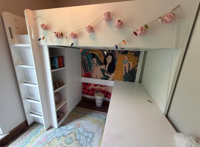 IKEA High Sleeper Bed with Desk, Wardrobe & Storage