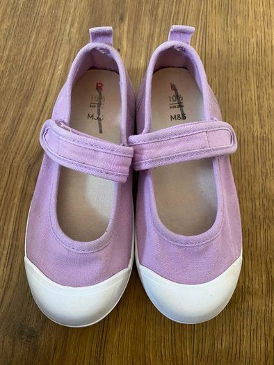 M&S Kids Lilac Mary Jane Canvas Shoes with riptape strap