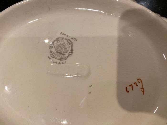 Antique 100 year old  WAA &  Co (adderely) two handled dish