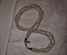 Twisted 3-Strand Faux Pearl Choker Necklace with Extender Chain