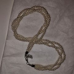 Twisted 3-Strand Faux Pearl Choker Necklace with Extender Chain