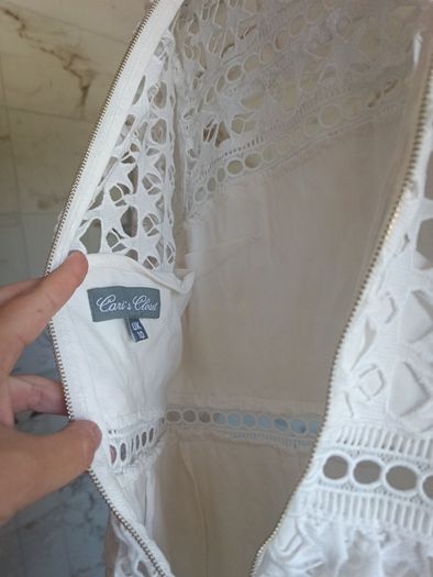 Lace crochet summer party dress very like self portrait white frills S 10