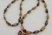 Vintage Venetian Style tiny Dotted &amp; Old Face Glass Beads Necklace