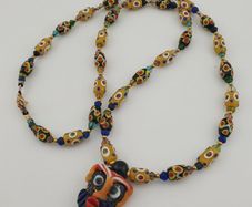 Vintage Venetian Style tiny Dotted & Old Face Glass Beads Necklace