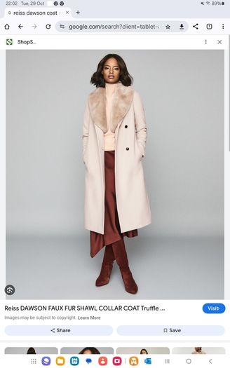 Reiss Long Wool Coat - Removable Faux Fur Collar - UK 10 BNWT RRP 475