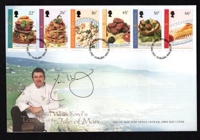 2001 Isle of Man Europa. Water, a natural treasure, Local Dishes prepared by Kevin Woodford Commemorative Stamps First Day Cover (FDC)