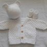 Handmade baby cardigan and dress sets 0-3 months Image 2