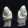 Antique Chinese Hand Carved Scholar Figures Signed Pair Image 2