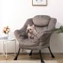 Armchair Comfy Chair Living Room Armchair Velvet Chair Accent Chair Reading Chair Relax Arm Chair Lounge Chair Bedroom Chair with Steel Frame, Dark Grey Image 2