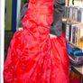 ball gown dress in vibrant red Image 3