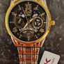 Luxury Two Tone Gold & Silver Watch Mens Skeleton Dial Image 3