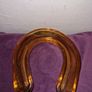 Vintage amber glass horseshoe posy vase Image 5