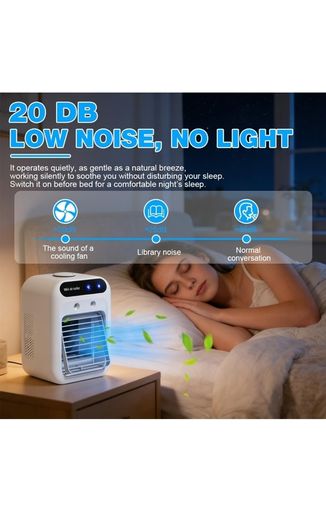 Portable Air Cooler, Personal Mini Air Conditioner, 3 in 1 Mini Evaporative Conditioner with Handle / 7 LED Light/Humidifier/Purifier/ 3 Speeds Desktop Cooling Fan for Home, Office and Bedroom