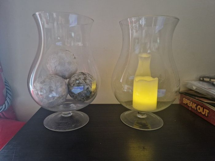 2 Large Delicate Glass Vases
