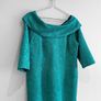 Pre Owned Coco Doll Teal Jacquard Off-The-Shoulder Cocktail Dress Image 2