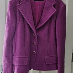 Weekend Max Mara 100 percent Wool Blazer Jacket - Magenta Fuchsia Pink Boucle - Size UK 14
