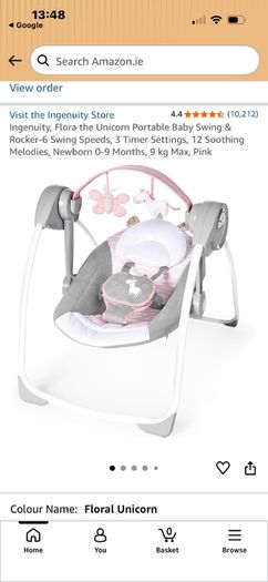 Ingenuity portable baby swing - pink