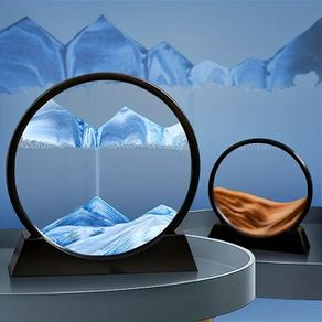 18x19cm/7.09x7.48inch Creative Home Crafts, 3D Dynamic Living Room Decorations, Gifts, Round Quicksand Paintings