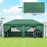 3 x 6m Pop-Up Gazebo, with Curtain Walls and Windows Dark Green Image 3