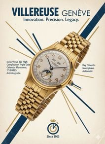 1953 Swiss Triple Date Moonphase Calendar Watch