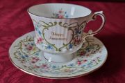 Rare Elizabethan Staffordshire Fine Bone China July Flower Of The Month Tea Cup And Saucer Made in England