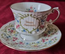 Rare Elizabethan Staffordshire Fine Bone China July Flower Of The Month Tea Cup And Saucer Made in England