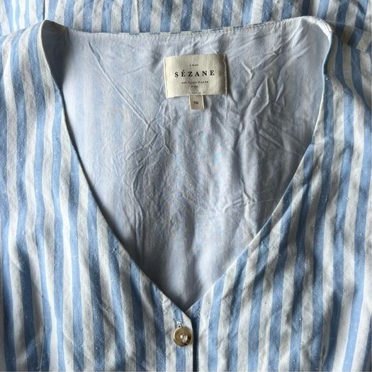 Sezane blue and white stripe dress