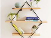 BRAND NEW 50x50x19cm Shelf Storage Iron Art Wooden Retro Wall Coat Hanger Storage