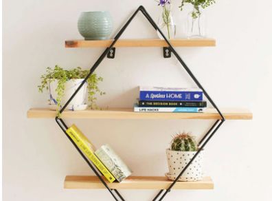 BRAND NEW 50x50x19cm Shelf Storage Iron Art Wooden Retro Wall Coat Hanger Storage