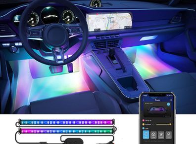 Govee RGBIC Interior Car Lights with App Control, Segmented Colour, 2-Line Design Lighting Kit, DIY Effects, Music and 30 Scene Modes for Cars, Trucks