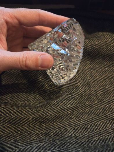 Waterford Crystal Lismore Diamond Shaped Desk Clock - Fully Working