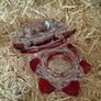 Pair of Newgrange Living glass tealight candle holders in a red flower design Image 3