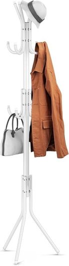Coat Rack, Metal Coat Rack Stand with 3 Height 12 Hooks, Sturdy Freestanding Coat Rack for Clothes/Bags/Hats, Coat Stand for Home/Entryway/Office/Hallway