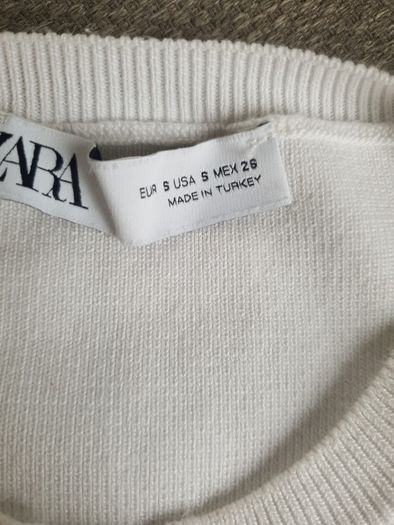 Zara white fine knit top uk 8-10