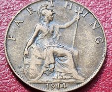 1914  George V  Farthing coin